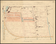 1898-374 Gesteendrukte tekening met situatie van het nieuwe ziekenhuisterrein en het omliggende stratenplan.