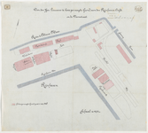 1898-42 Calque op linnen van door de heer Lieuwens te koop gevraagde grond aan de Rijnhaven O.Z. en de Veemstraat.