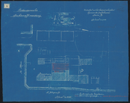 1898-66 Tekening met verhuurde en te huur gevraagde ruimtes in de Rotterdamse Suikerraffinaderij aan de Sint-Jobsgracht.