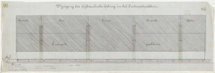 1898-73 Ontwerptekening van de wijziging der hydraulische leiding in het Entrepotpakhuis.