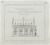1899-1 Tekening van de gewijzigde gevel van de school aan de Voorschoterlaan. Calque op linnen.