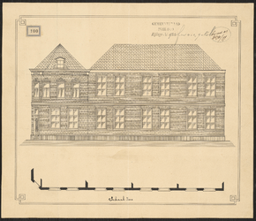 1899-100 Geveltekening op carton van een aangekocht perceel a/d. Schiekade w.z.