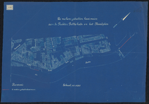 1899-143 Blauwdruk van te maken gedeelte kaaimuur aan de Rechter Rottekade en het Noordplein.
