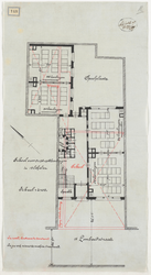 1899-148 Calque op linnen van te maken veranderingen aan de school a/d. Eerste Lombardstraat.