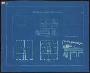 1899-152 Blauwdruk van een gebouw voor de dienst der Gasfabrieken, achter de Wolphaertstraat, ten w. van het ...