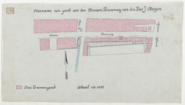 1899-159 Calque op linnen van over te nemen grond a/d. Nieuwe Binnenweg van J. Mergen.