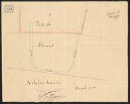 1899-215 Tekening op carton van rails in de straat aan de Achterhaven voor de Rotterdamse Soda en Chemicaliënfabriek ...