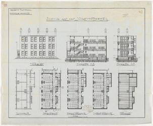 1899-257-2 Calques op linnen, bouwplan voor de (tweede) school bij de Molenwaterweg. Blad 2