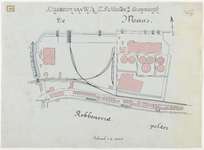 1899-263 Calgue op linnen, situatie van de eigendom van W.J. en J. L. Schouten aan de Sluisjesdijk.