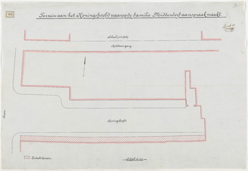 1899-283 Calque op linnen van terrein bij het Koningshoofd, waarop de familie Middendorf aanspraak maakt.