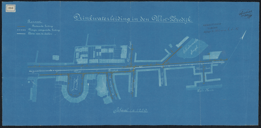 1899-286 Blauwdruk voor de aanleg van drinkwaterleiding in de Westzeedijk (nieuwe aanleg).