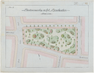 1899-302-2 Calque op linnen voor een boomenbeplanting of een plantsoenaanleg op het Pijnackerplein, plannen B. Blad 2