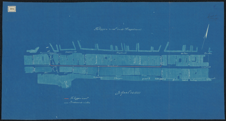 1899-304 Blauwdruk voor het leggen van een riool in een gedeelte der Hoogstraat.