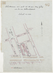 1899-335 Calque op linnen, aangevende situatie van een scheidsmuur van perceel no. 36 van Alkemadestraat van mej. J. Fop.