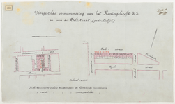 1899-361 Calque op linnen voor de vernummering van huizen aan het Koningshoofd en aan de Delistraat.
