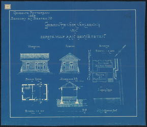 1899-49 Blauwdruk van een gebouwtje voor het verleenen van eerste hulp aan gekwetsten; Nassaukade, naast het politiegebouw.