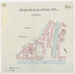 1899-81 Calque op linnen van rioolaanleg in een gedeelte der Schiekade westzijde.