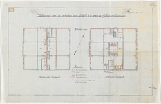 1900-147 Calque op linnen van de verbouwing van de scholen M.U.L.O. aan de Schoonderloostraat, met plattegronden.