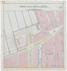 1900-167 Calque op linnen, situatie van een school voor Gewoon Lager Onderwijs (G.L.O.) aan de Middellandstraat.