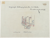 1900-25 Situatietekening van een slootdemping ten noorden van de Oudedijk in het rood aangegeven, door de heer J.L. ...