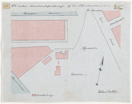 1900-267-1 Calque op linnen van de situatie voor het maken van een stoombrandspuithuisje op het Handelsterrein. Blad 1