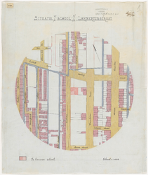 1900-329-1 Calque op linnen, situatie voor de bouw eener school a/d. Lambertusstraat. Blad 1