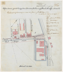1900-334 Calque op linnen voor af te stane grond langs de Korte Hilleweg (Paul Krugerstraat).
