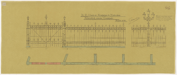 1900-349 Calque van het hek met lantaarns, te plaatsen voor het bij no. 348 bedoelde gebouw.