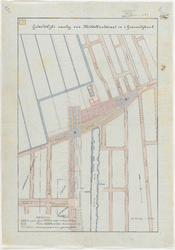 1900-37 Tekening met aanduiding van de gedeeltelijke aanleg van de Middellandstraat en de 's Gravendijkwal en omgeving, ...