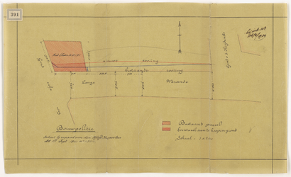 1900-391 Calque van eventueel aan te kopen grond op de hoek van de Goudseweg en Lange Warande, met aanduiding der ...
