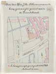 1900-414 Calque op linnen van door J.A. Schuurmans te koop gevraagden grond aan de Tiendstraat.