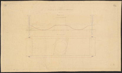 1900-445-1 Tekening van de brug over de Doodehaven (Wijnhaven), waarlangs telegraafkabel. Blad 1