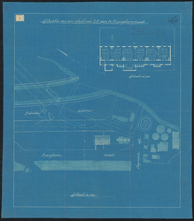 1900-73-1 Blauwdruk van situatie voor de bouw van een school voor Lager Onderwijs (L.O.) aan de Oranjeboomstraat, met ...
