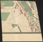 1900-83 Stukje van een kaart, waarop aangegeven is de indeling van bouwterreinen en ten zuidoosten van de Rijnhaven en ...