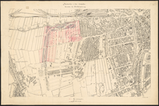 1900-84 Kaart van een stratenplan ten noorden van de Middelwatering, met aanduiding van de straten en het centrum van ...