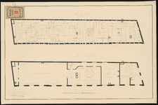 206a-2 Tekeningen van de plattegrond van het dak (kapgrond) en van de 2e verdieping van het zakkendragershuis aan de ...