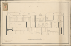 206a-3 Tekeningen van de lengtedoorsnede van van het zakkendragershuis aan de Nieuwemarkt, met het daarin aanwezige ...
