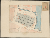 264-2 Tekening behorend bij het plan voor de verlichting van de landstad met plattegrond van de Laurenskerk aan de ...