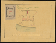 275-1 Situatietekening van het ontwerp van een dodenverblijf en ontleedkamer (in het rood aangegeven) aan de ...