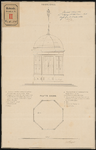 416-1 Twee lithographische tekeningen van de plattegrond en opstand der publicatiehuisjes. No. 1