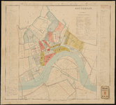 433 Gesteendrukte Kaart waarop de bestaande grensbepaling alsmede de wijkverdeling der gemeente Rotterdam en tevens de ...