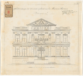 446-2 Zes tekeningen van het plan tot de wederopbouw van het Museum Boijmans. No. 2. Nieuwe voorgevel.