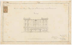 491-8 Voorgevel voor een te bouwen Hogere Burgerschool aan de Kortenaerstraat (ontwerptekening).