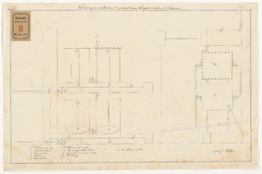 492 Tekening van het reservoir van een te maken irrigatietoestel in het ziekenhuis. Getekend door J. Walter.
