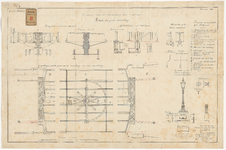 501-1 Detailtekening van ijzeren onderdelen voor de verbouwing van de Leuvebrug (ontwerptekening).