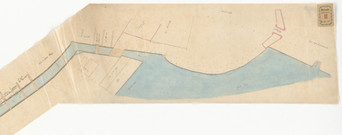 52-1-1 Kopie van een kaart waarop de stand van de panden aan de Binnenvest is aangegeven van de Sleutelsteeg tot aan de ...