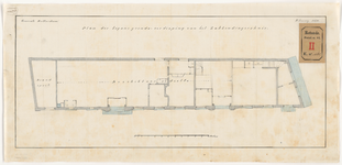 562 Plan der begane grondverdieping van het Zakkendragershuis. Calque op linnen.