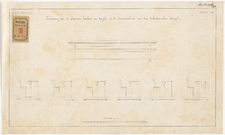 564-1 Een calque op linnen van een tekening van de te plaatsen banken en tafels in de Bewaarschool aan de ...