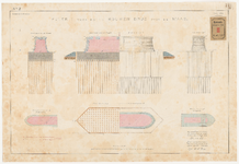 594a-2 Veertien calques op linnen der tekeningen van de te bouwen brug over de Maas. (Willemsbrug). Gemerkt 1 - 14. [Blad 2]