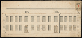 66-2 Vijf verschillende tekeningen van het Pest- en Dolhuis aan de Hoogstraat. No. 2